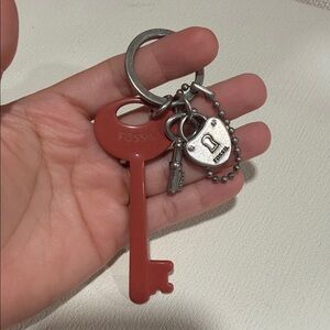 Fossil Coral Key Charm with Silver Accents